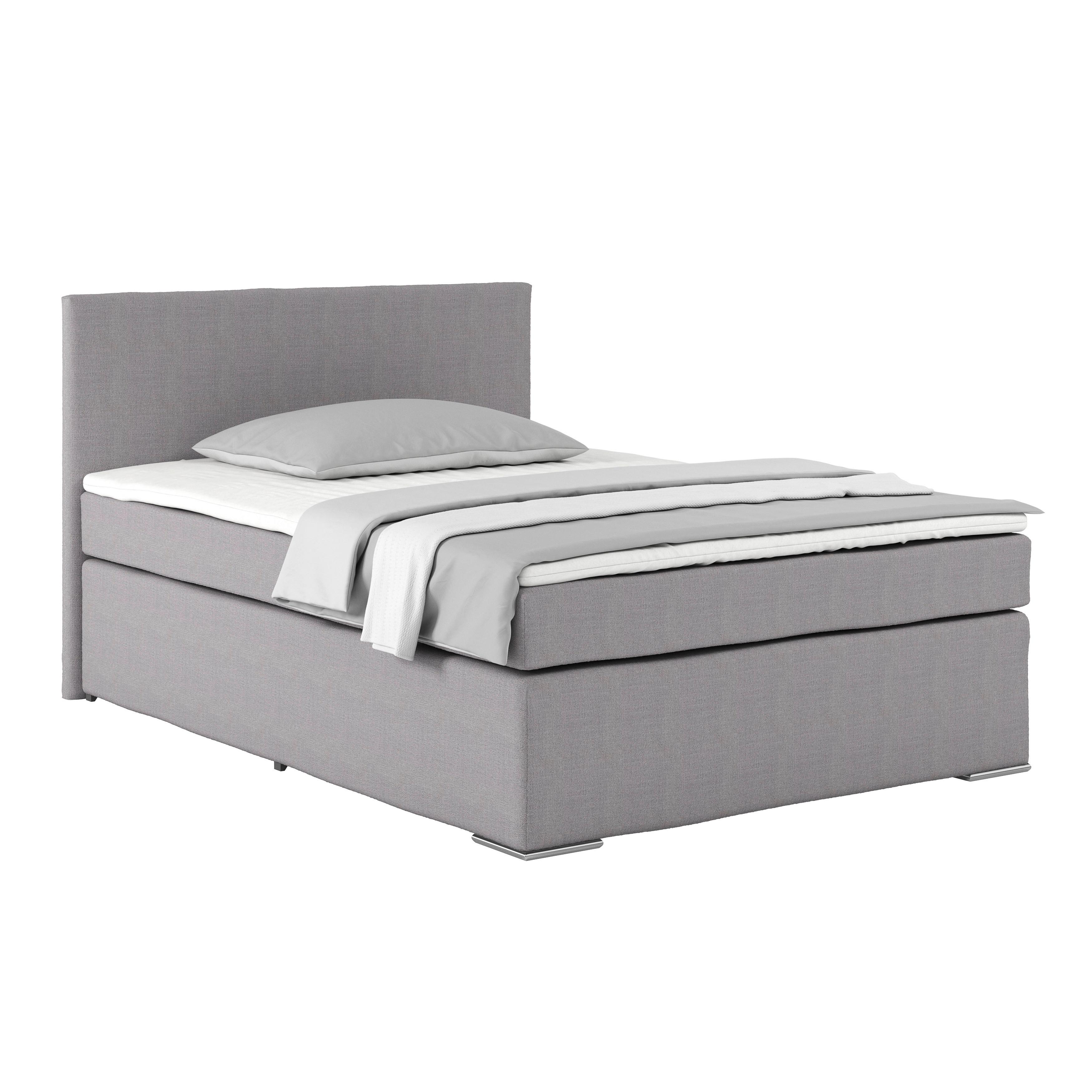 Boxspring Krevet Nero - boje kroma/sivo-bež, Konvencionalno, tekstil/metal (140/200cm) - Best Price