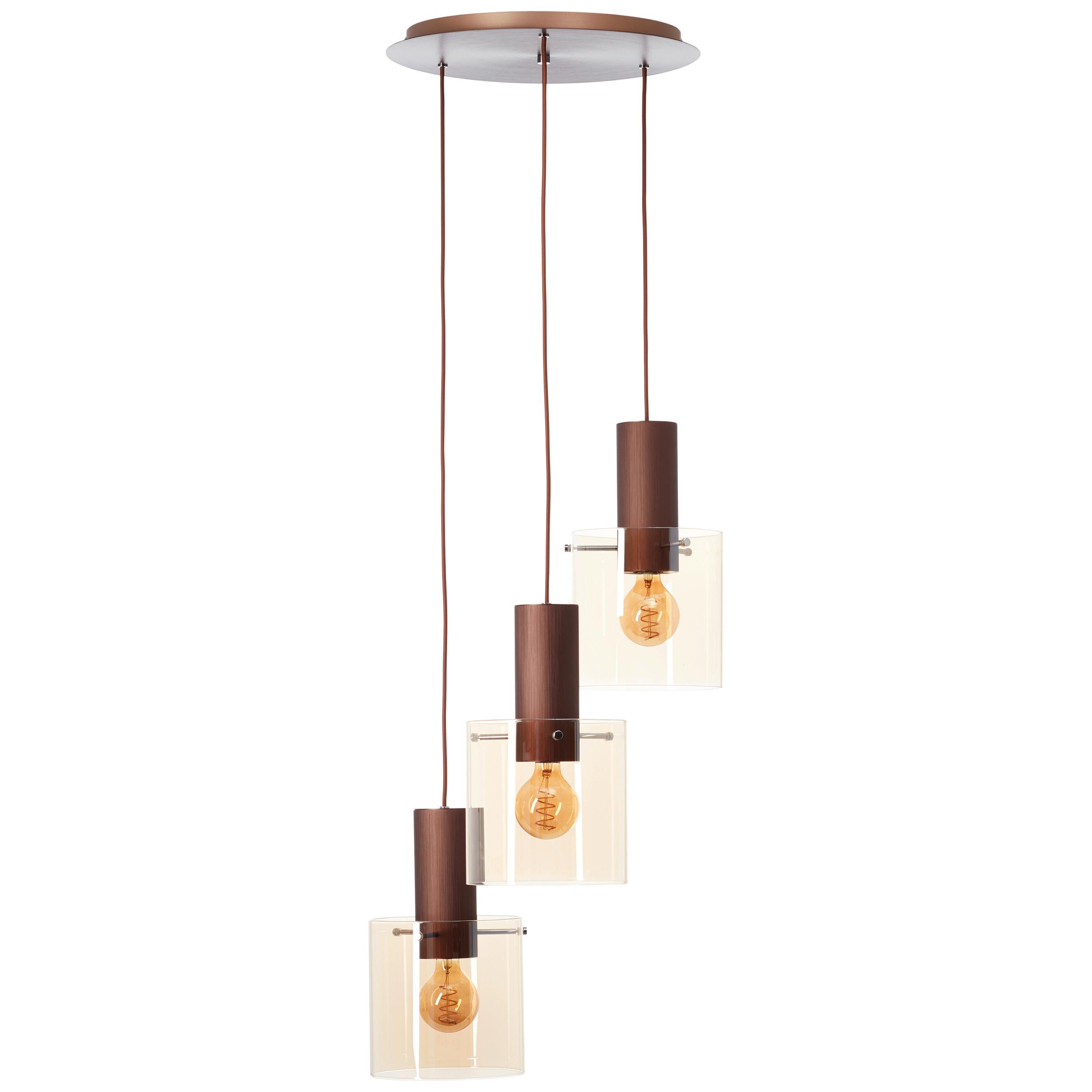 LAMPA WISZĄCA 91069A10 ALESUND *DK* - kolor bursztynowy/brązowy, Basics, metal/szkło (50/200cm) - Dieter Knoll