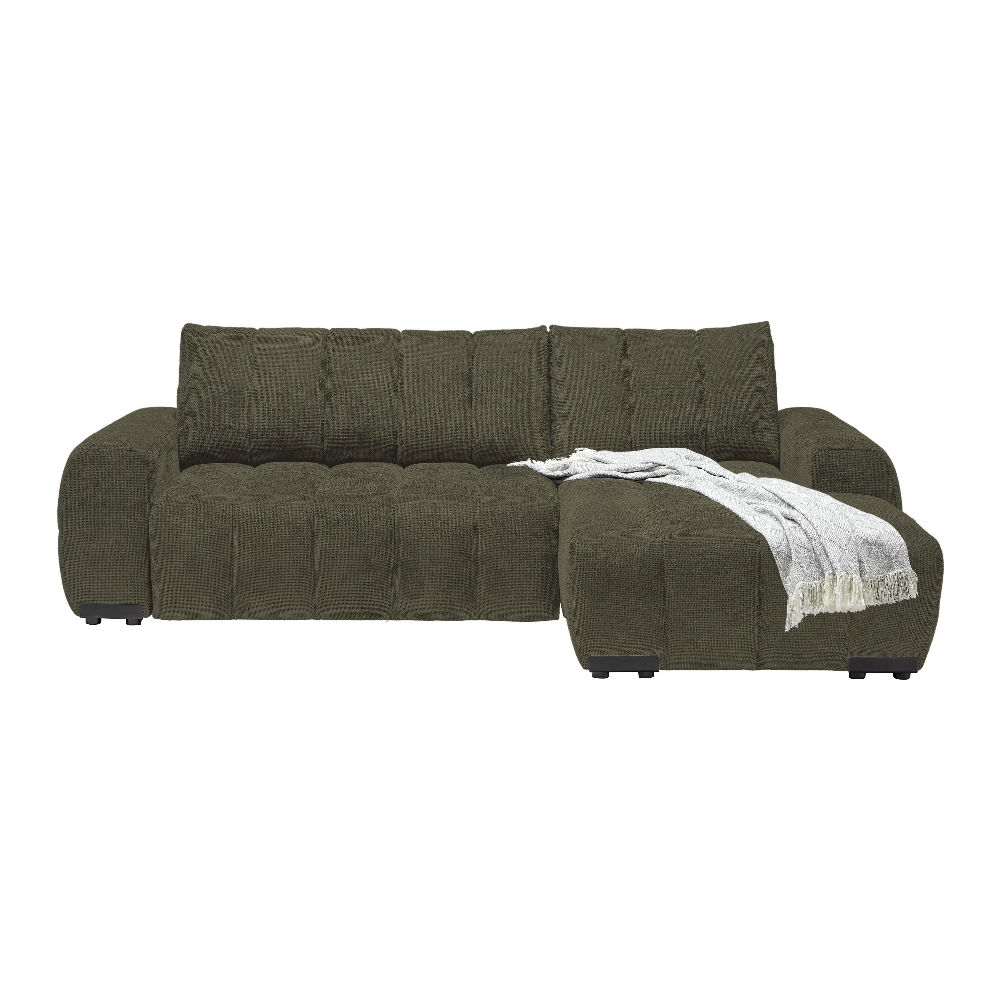 Wohnlandschaft Bolonia Olivgrün - Schwarz Hochglanz/Olivgrün, MODERN, Textil/Metall (273/93/166cm) - Mömax