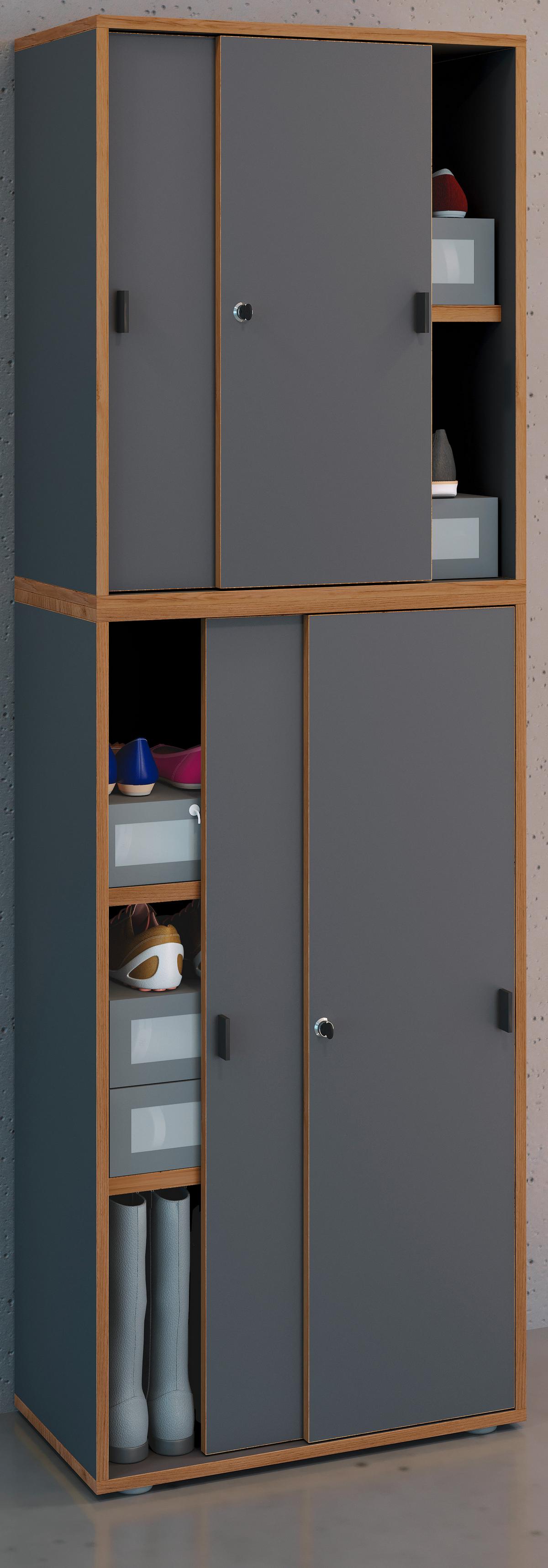 SCHUHSCHRANK SALIA - Honigeiche/Weiss, Design, Holzwerkstoff/Kunststoff (60/183/37cm) - MID.YOU