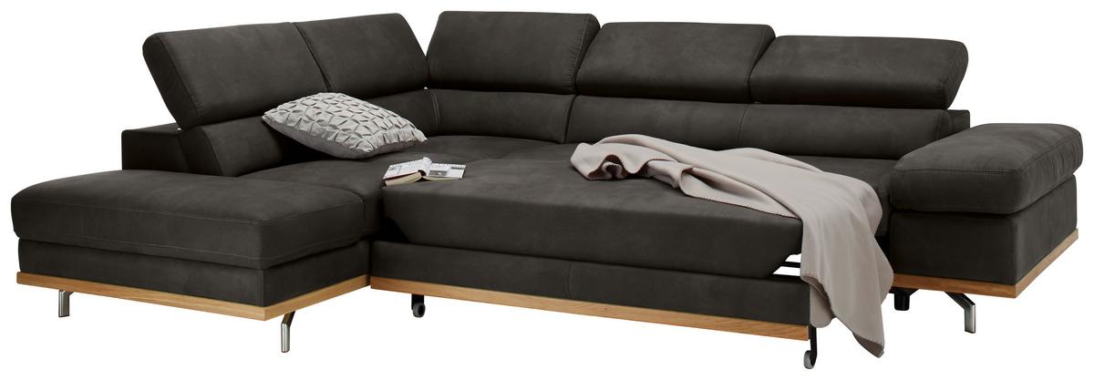 Ecksofa Carmen Dunkelgrau - Chromfarben/Dunkelgrau, Konventionell, Holz/Textil (292/226cm) - Premium Living