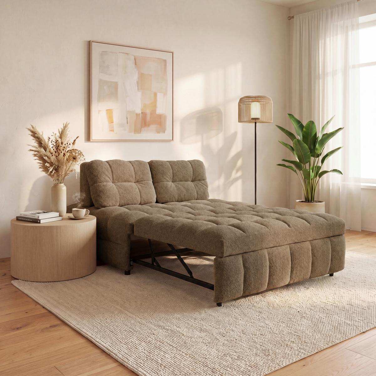 Schlafsofa Liara Webstoff Mokka - Schwarz/Mokka, MODERN, Holz/Textil (137/87/110cm) - Bessagi Home