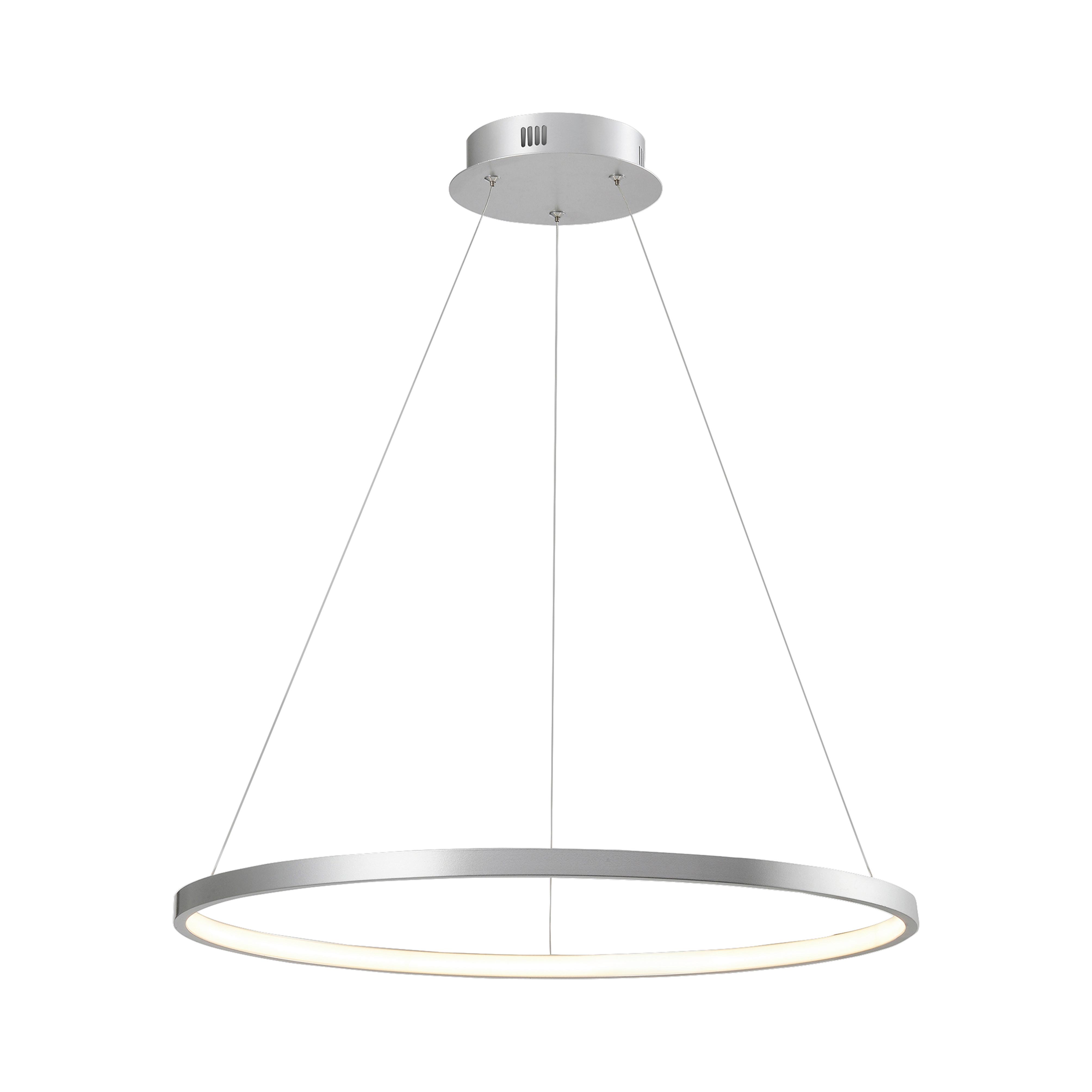 LED-Hängeleuchte Circle max. 33 Watt - Silberfarben, Design, Kunststoff/Metall (60/120cm)
