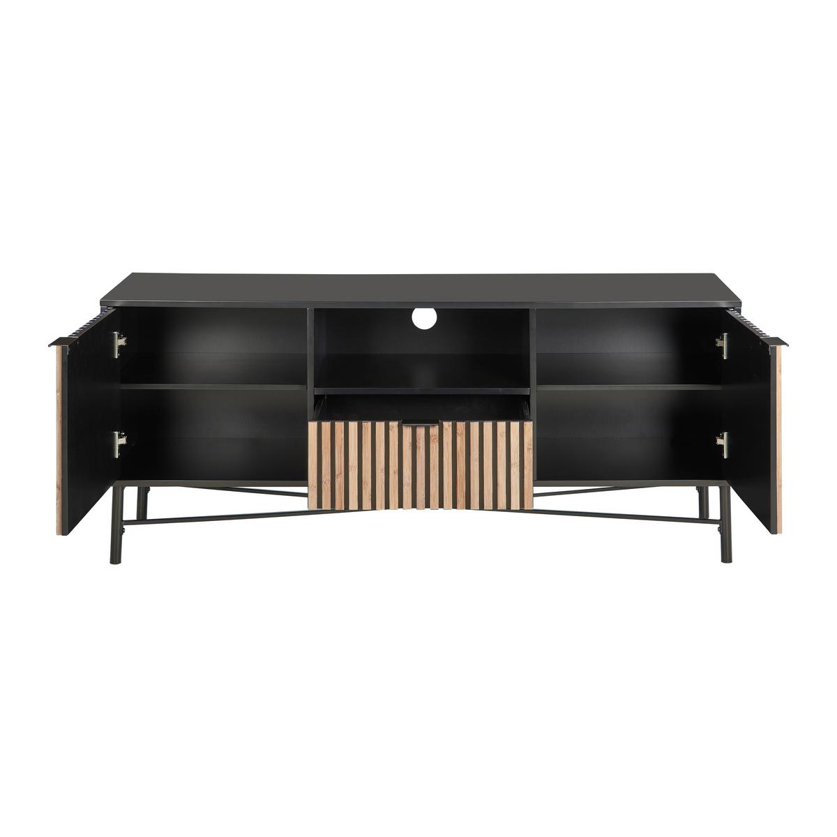 Comodă joasă MADRID -EXKLUSIV- - culoare lemn stejar/culoare natur, Modern, lemn/metal (143/60/40cm) - Modern Living