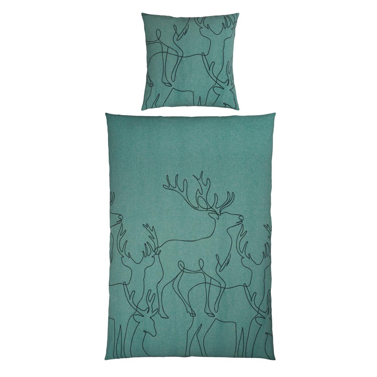 POŚCIEL MELANGE - ciemnozielony, Design, tkanina (135/200cm) - Novel