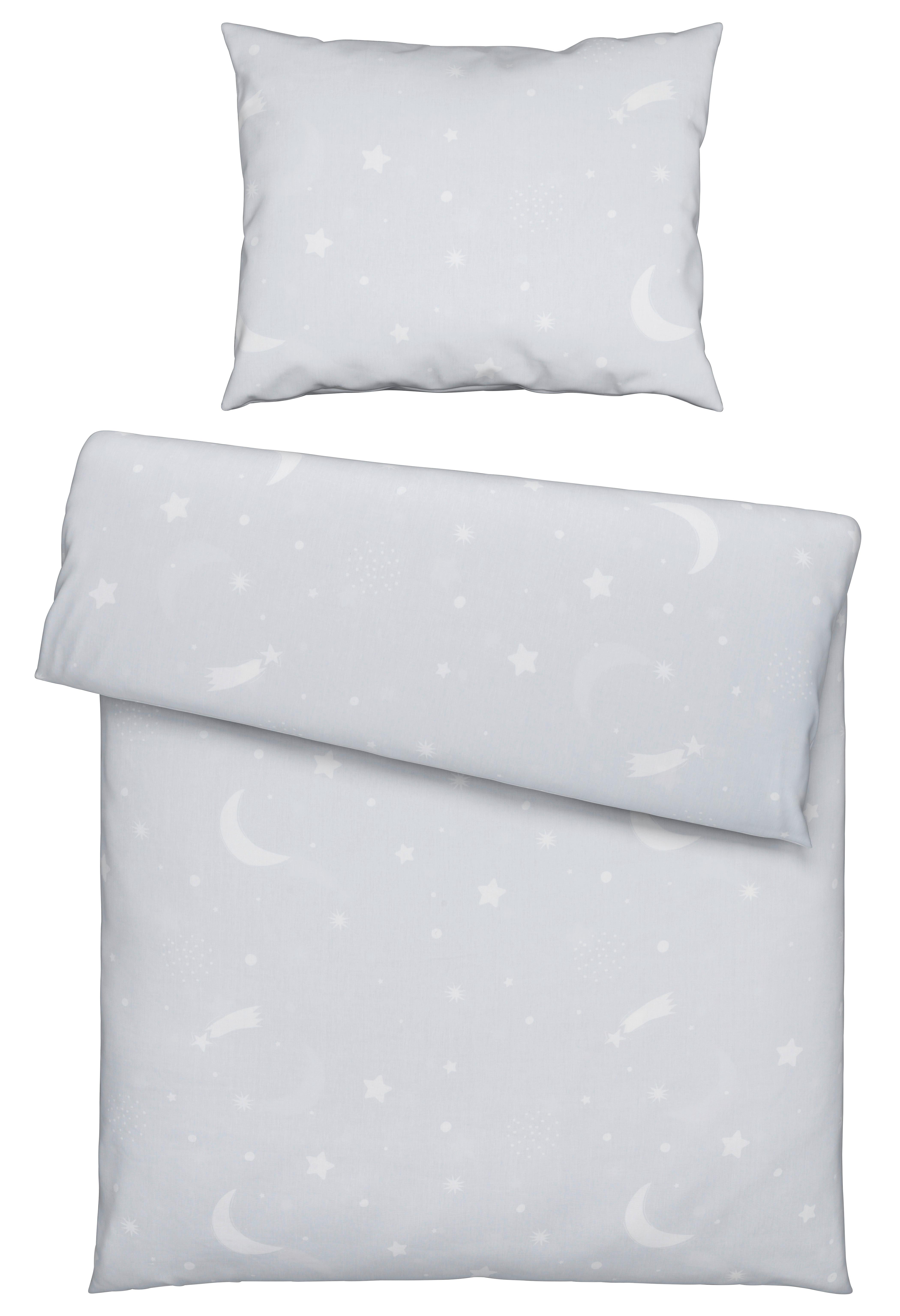 BETTWÄSCHESET STARS AND MOON - Weiss/Hellgrau, Konventionell, Textil (160/210cm) - Modern Living