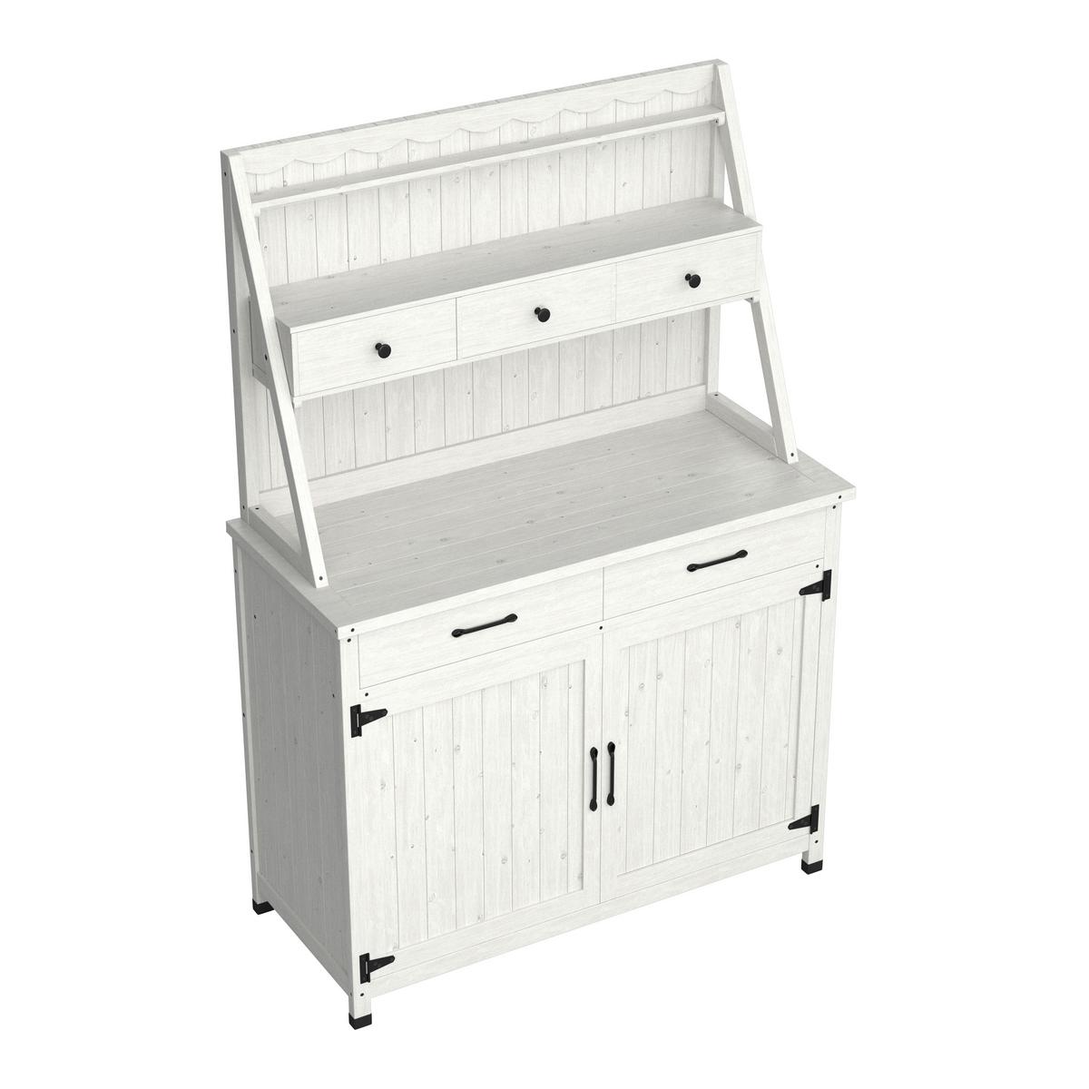 Gartenschrank Liana Weiß Echtholz - Schwarz/Weiß, MODERN, Holz/Metall (113/164/47cm) - Bessagi Garden