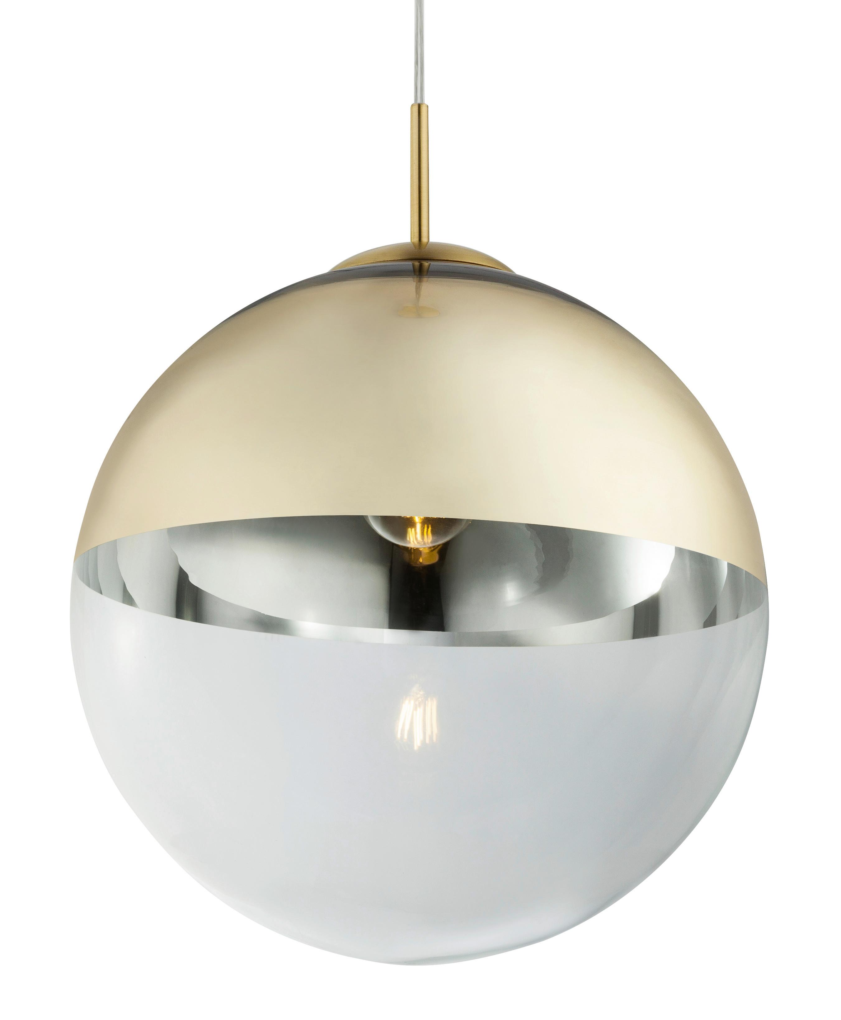 Hängeleuchte Varus in Goldfarben max. 40 Watt - Transparent/Goldfarben, Design, Glas/Metall (33/120cm) - Globo
