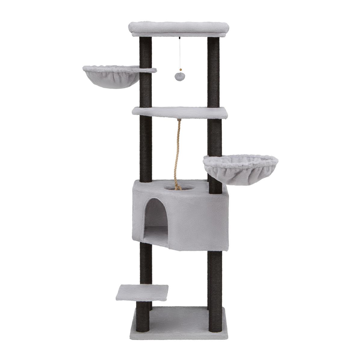 Kratzbaum Tiger Grau - Grau, KONVENTIONELL, Karton/Holzwerkstoff (50/50/160cm) - Mömax