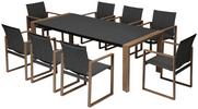 Gartenset Clarence in Anthrazit/Naturfarben - Anthrazit/Naturfarben, Modern, Glas/Textil (220/100/74,5cm) - Premium Living