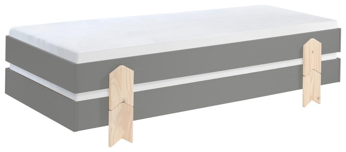 Stapelbett Modulo Grau - Grau/Kieferfarben, MODERN, Holz/Holzwerkstoff (90/200cm) - Vipack