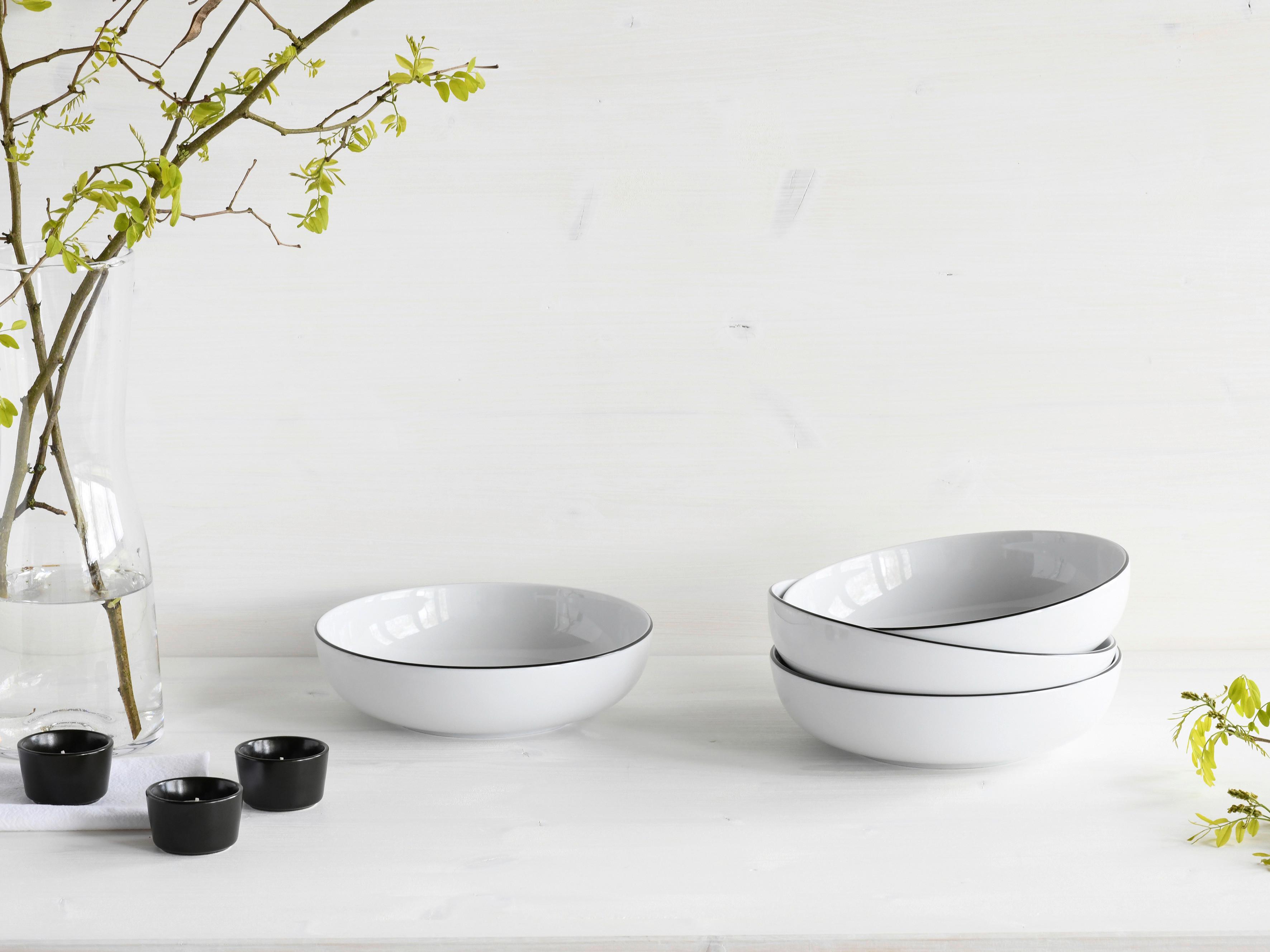 Set Posod All Round Black Line, 4-Delni - črna/bela, Design, keramika (21cm) - Creatable