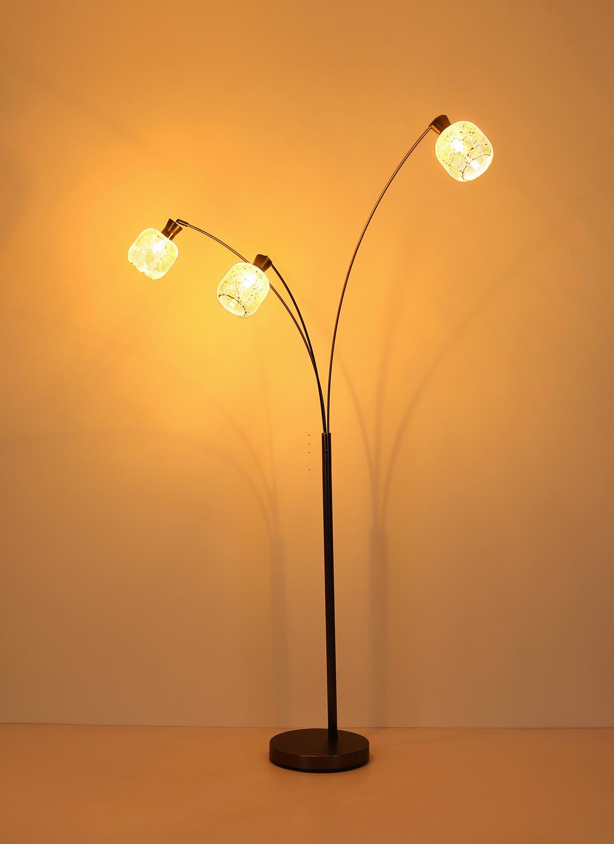 Podna Svjetiljka Brokana - crni krom/prozirno, Design, staklo/metal (84,5/100/200,5cm) - Globo