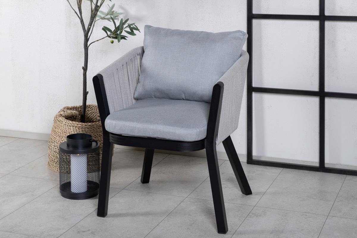 GARTENSTUHL-SET VIRYA - Schwarz/Grau, KONVENTIONELL, Textil/Metall (60/73/62,5cm) - Gardenson
