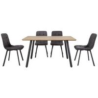 Garnitura Stola I Stolica Lech - siva/boja hrasta, Moderno, tekstil/metal (140/76/80cm)