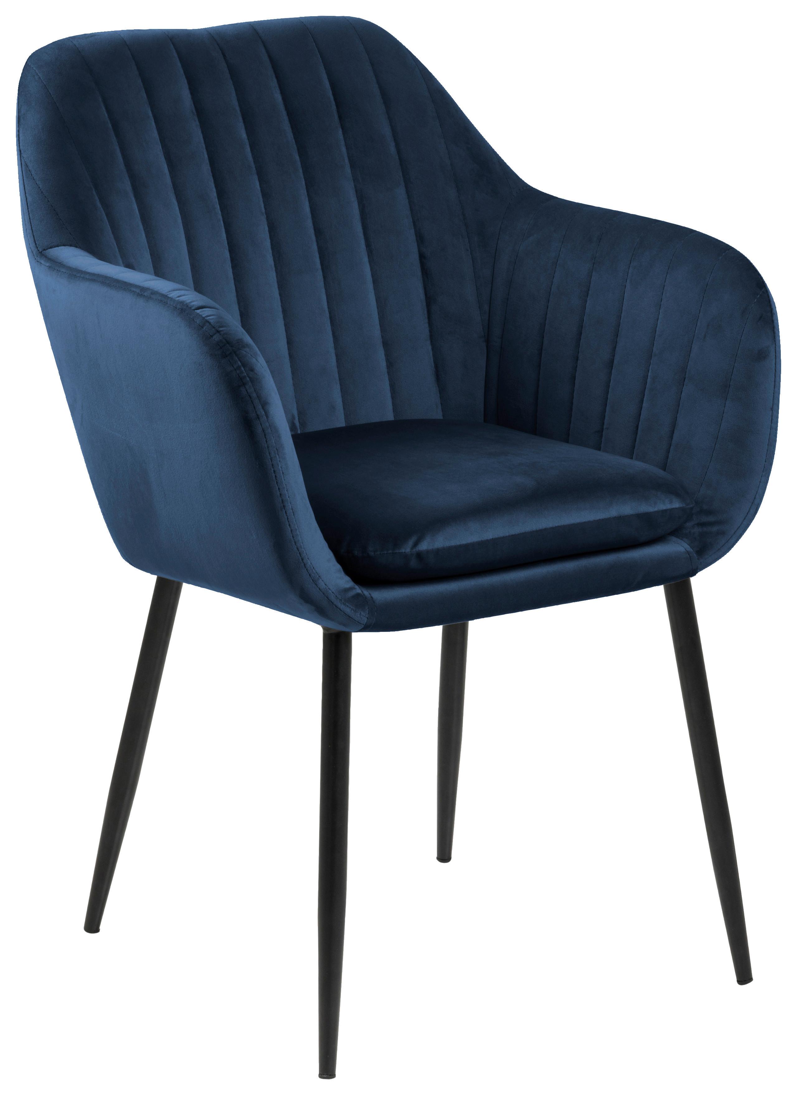 KRZESŁO Z PODŁOKIETNIKAMI EMILIA - ciemnoniebieski/czarny, Trend, metal/tkanina (57/83/59cm) - Ambia Home