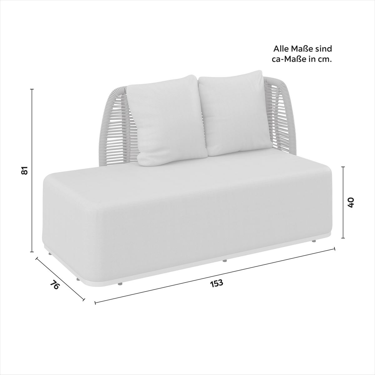 Gartenlounge Marino Hellgrau Textil/Metall - Dunkelgrau/Hellgrau, Modern, Kunststoff/Textil (153/81/76cm) - Bessagi Garden