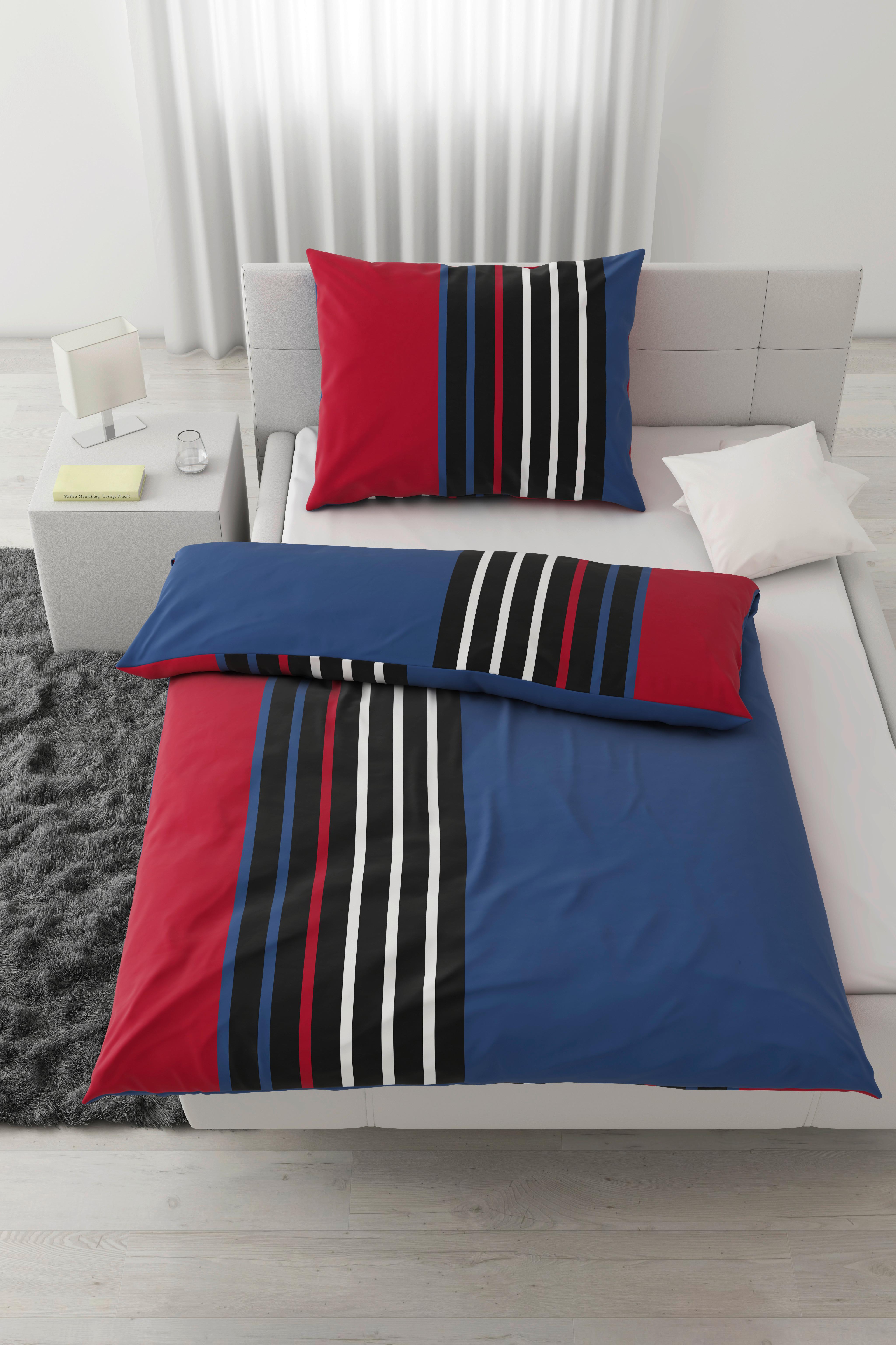 BETTWÄSCHESET ANTON - Blau/Rot, Konventionell, Textil (160/210cm) - Modern Living