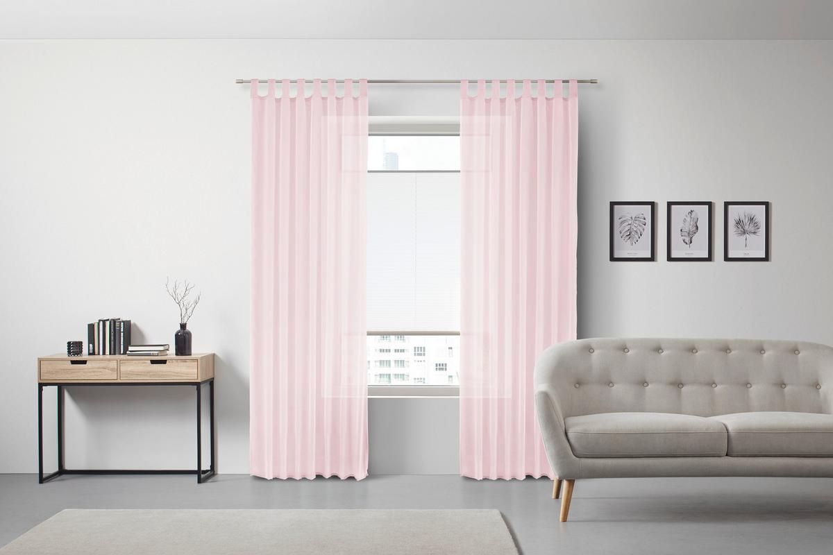 Schlaufenvorhang Hanna in Rosa, 2 Stk. - Rosa, Textil (140/245cm) - Based