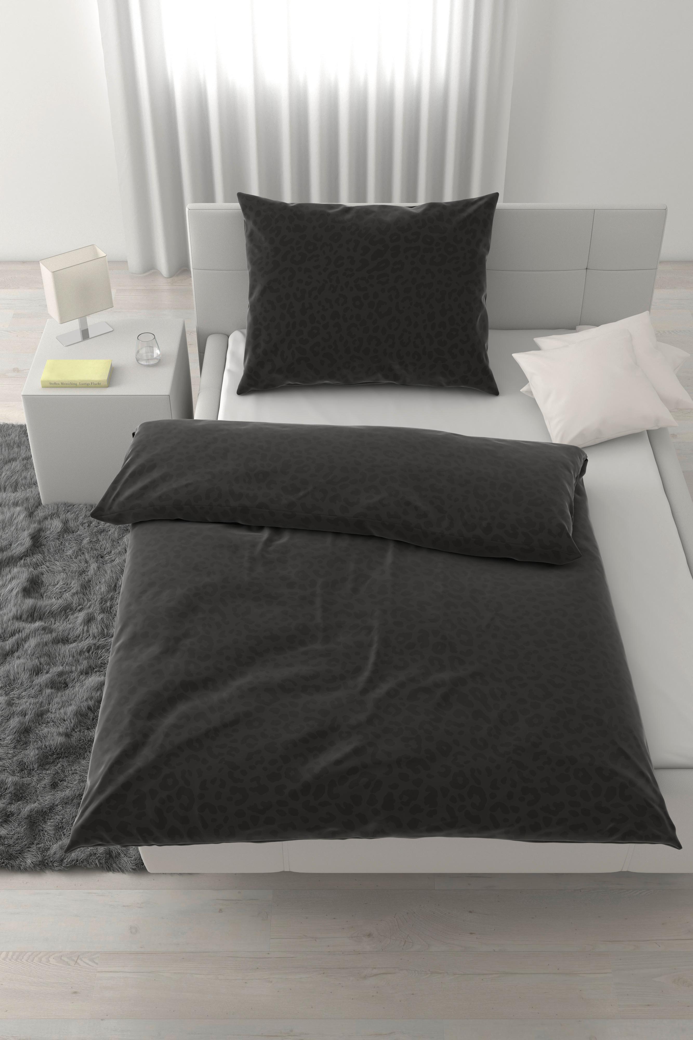 Lenjerie de pat Animal, cca. 140x200/50x70 cm - negru, Konventionell, textil (140/200cm) - Mömax