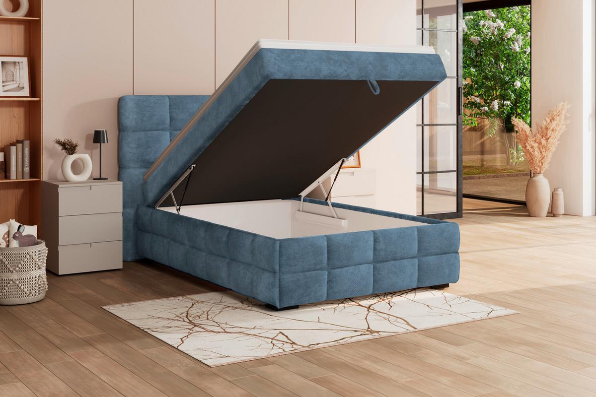 PAT BOX VEGA - albastru/alb, Trend, lemn/textil (120/200cm) - Modern Living