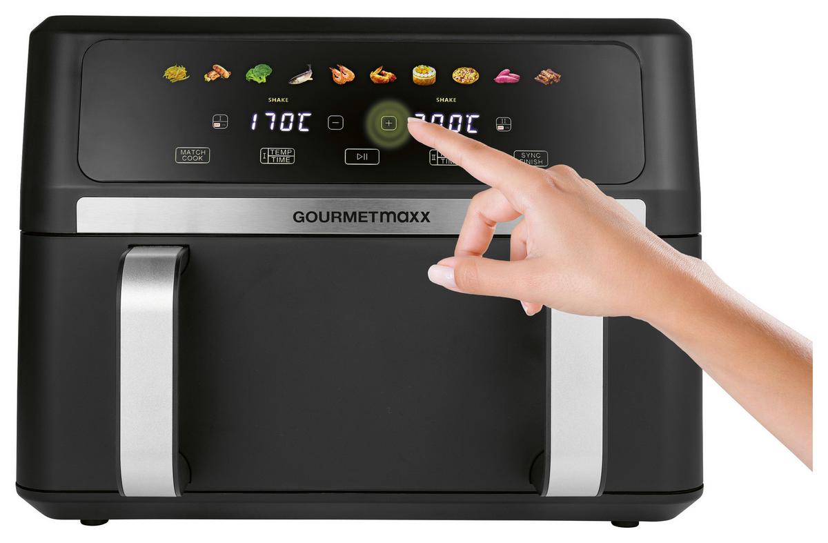Heißluftfritteuse Gourmetmaxx Schwarz max. 2800 Watt - Edelstahlfarben/Schwarz, MODERN, Kunststoff/Metall (40.5/35.4/29cm)