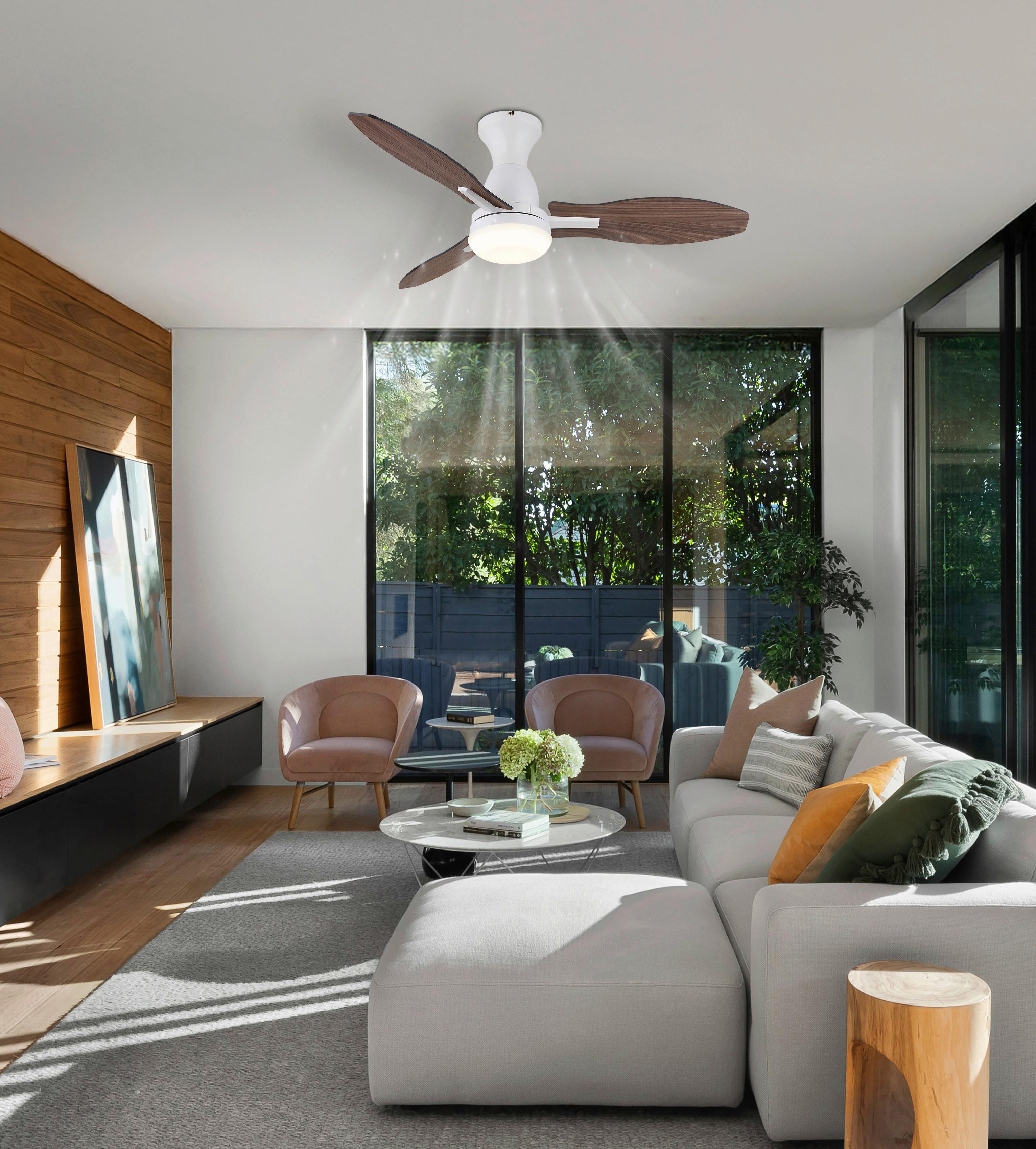 DECKENVENTILATOR 03671W GALE - Hellbraun/Weiss, Konventionell, Holzwerkstoff/Kunststoff (107/32,5cm) - Globo