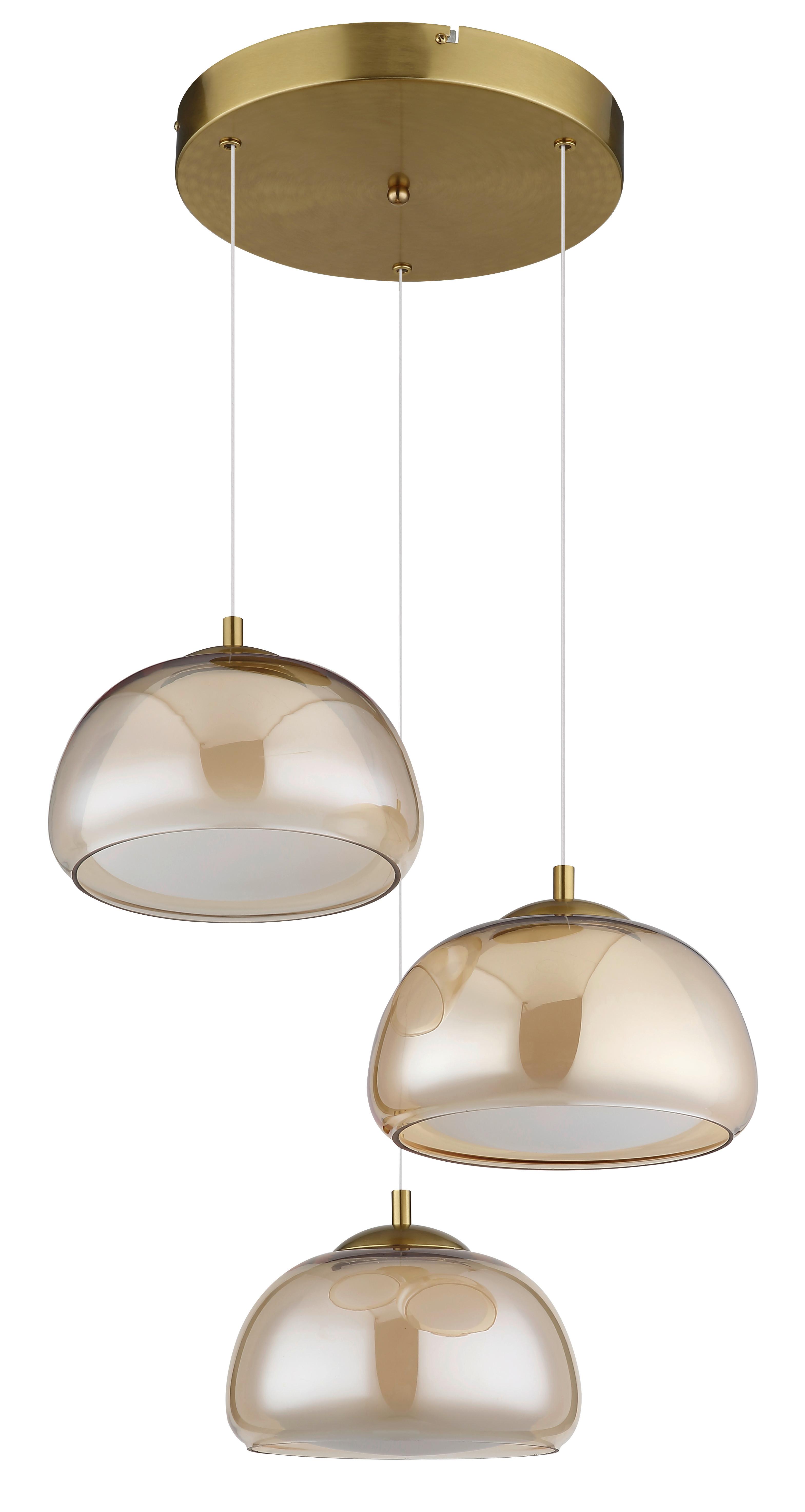 Led Viseća Svjetiljka Avila - bijela/zlatne boje, Design, staklo/metal (50/150cm) - Globo