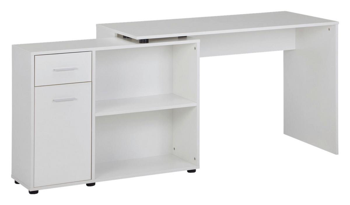 Eckschreibtisch Wohnling Weiß ca. 106,5x120x75,5cm - Silberfarben/Weiß, MODERN (106,5/120/75,5cm) - MID.YOU