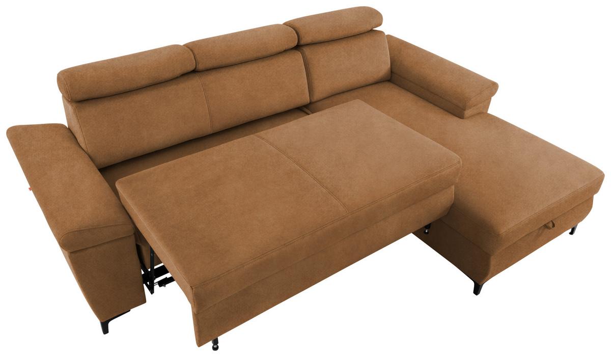 Sedežna Garnitura Santi, Oranžna, Ležišče, Predal - črna/oranžna, Moderno, kovina/tekstil (258/176cm) - Modern Living