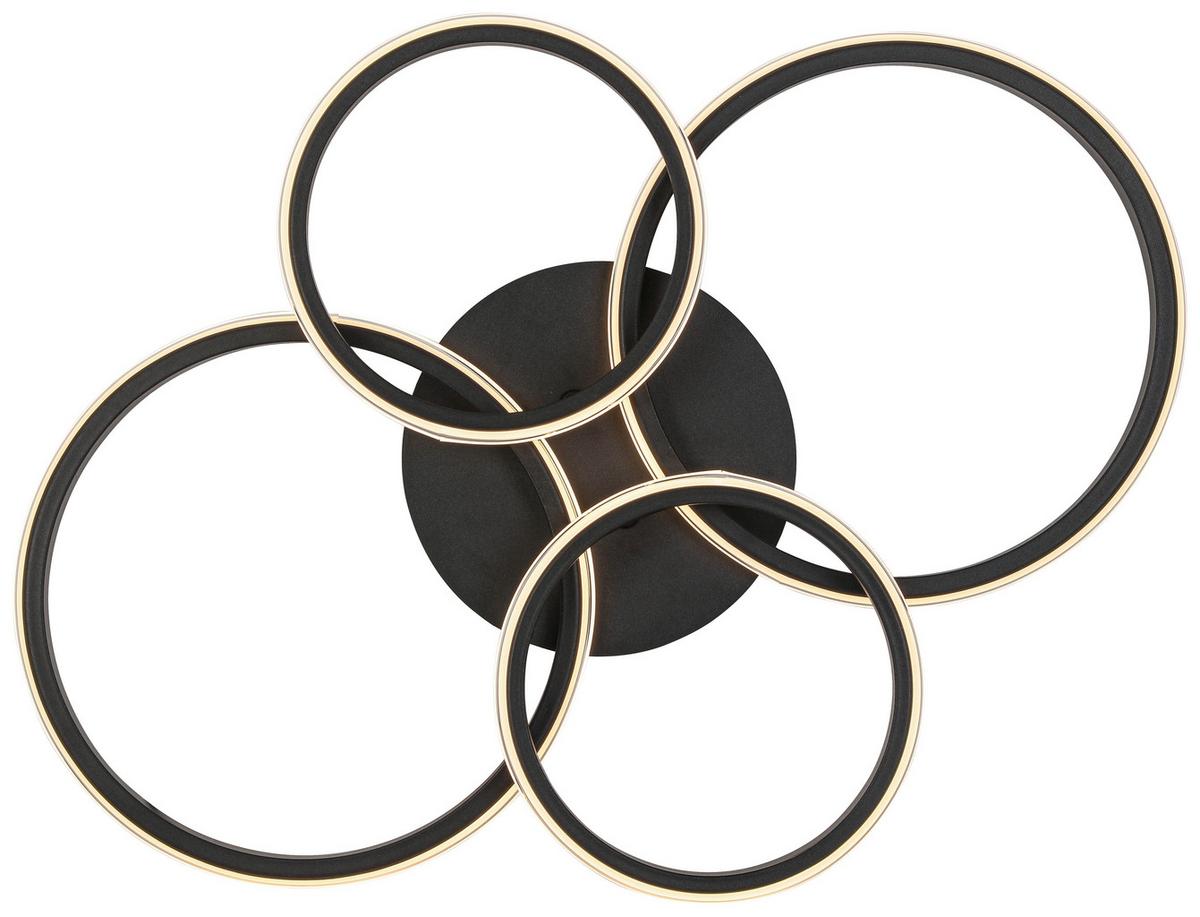 LED-Deckenleuchte Maxi Schwarz/Chromfarben max.33Watt - Chromfarben/Schwarz, MODERN, Kunststoff/Metall (62/46/9cm) - Mömax