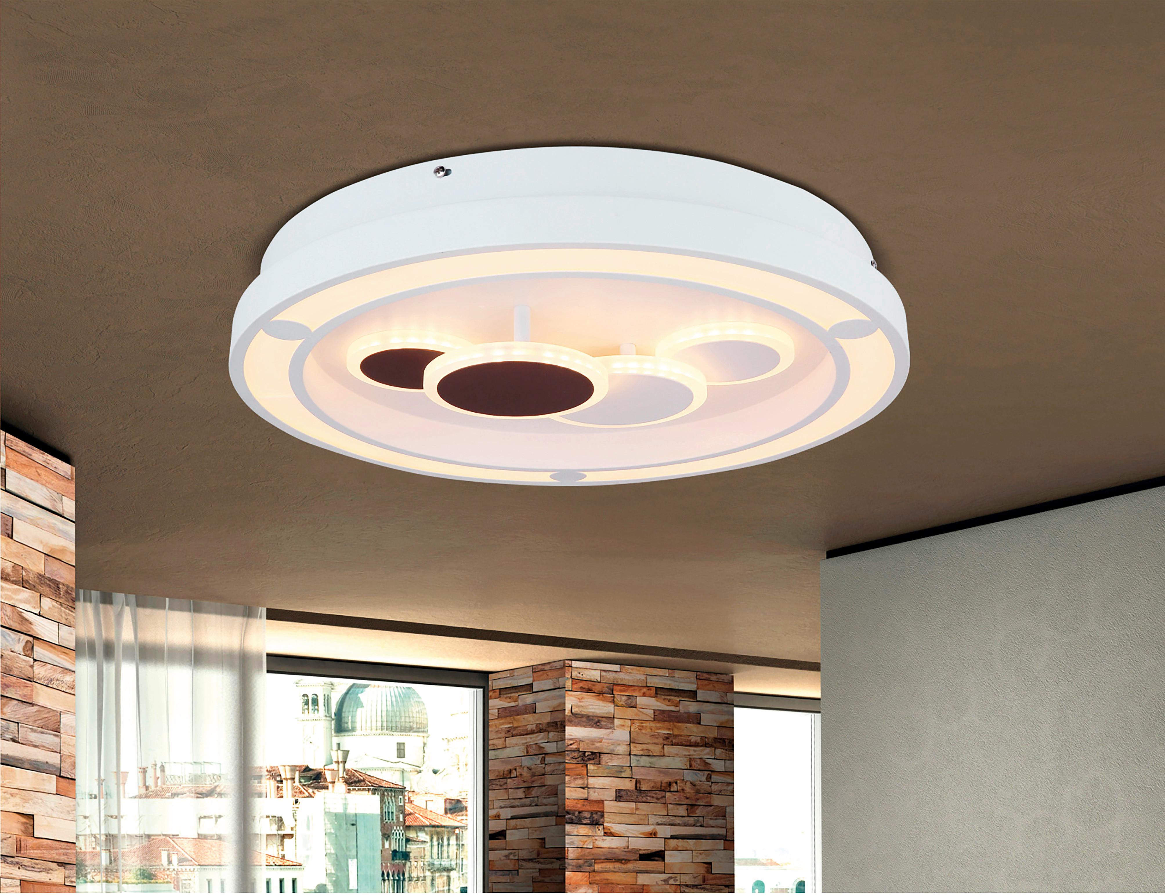Stropna Led-svetilka Kolli, S Sijalko - bela, Design, kovina/umetna masa (48/8.2cm) - Globo