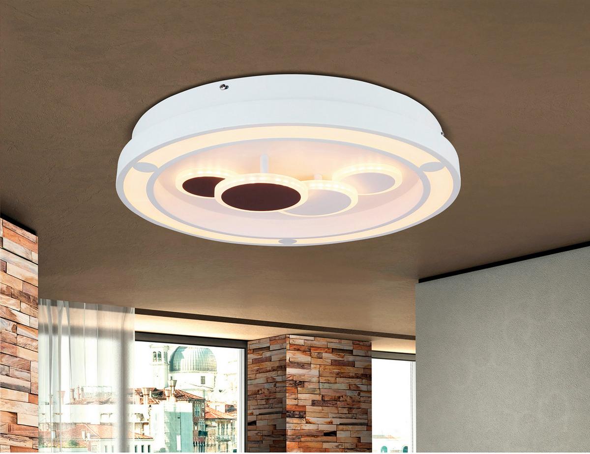 Stropna Led-svetilka Kolli, S Sijalko - bela, Design, kovina/umetna masa (48/8.2cm) - Globo