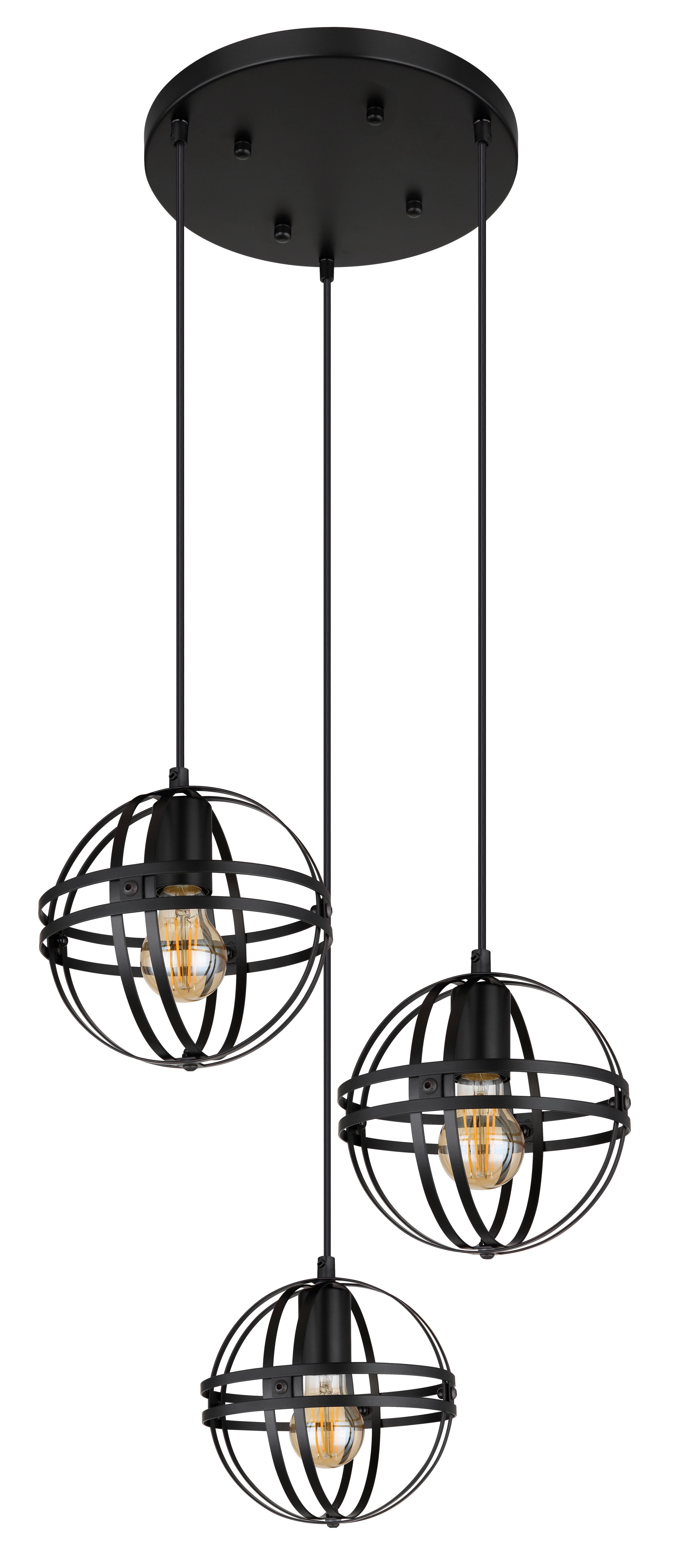 Viseča Svetilka 15639-3h - črna, Design, kovina/umetna masa (47/120cm) - Globo