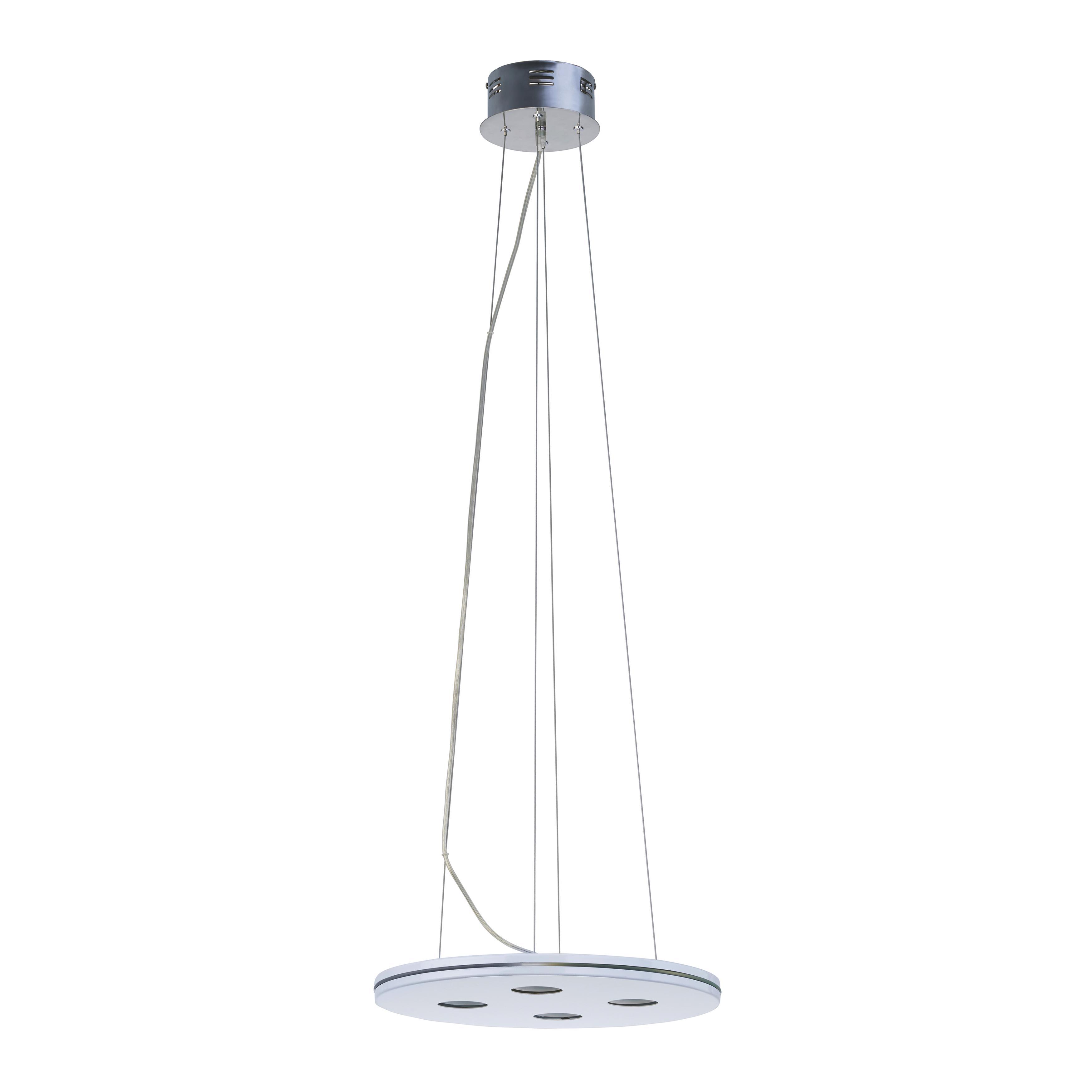 LED-Hängeleuchte max. 20 Watt 'Pablo' - Chromfarben/Weiß, MODERN, Glas/Metall (40/40/120cm) - Bessagi Home