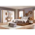 Bettanlage Weiß/Eichefarben 180x200cm - Taupe/Eichefarben, ROMANTIK / LANDHAUS, Holzwerkstoff/Textil (202/290/103cm) - Premium Living