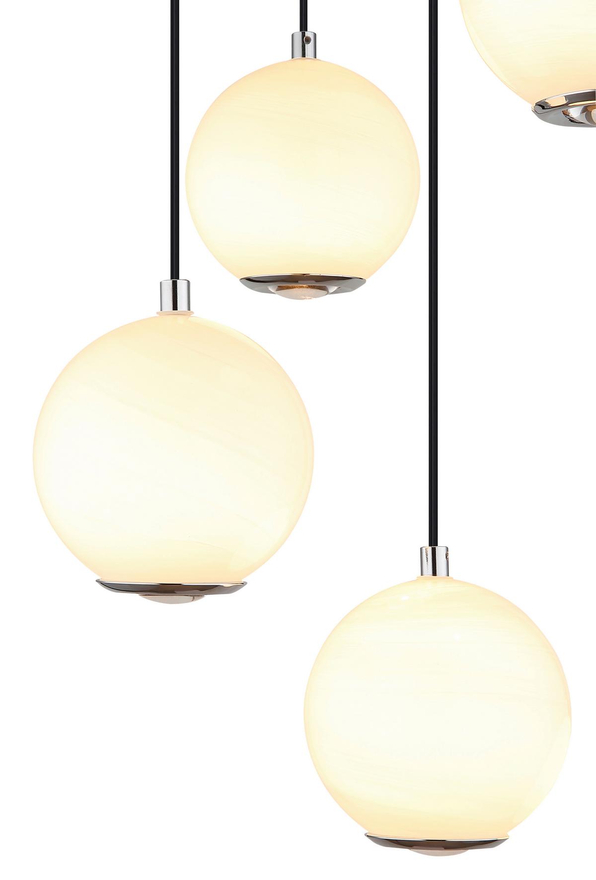 LED-HÄNGELEUCHTE 16062-5H SIMMONS - Klar/Chromfarben, Konventionell, Glas/Kunststoff (39/150cm) - Globo
