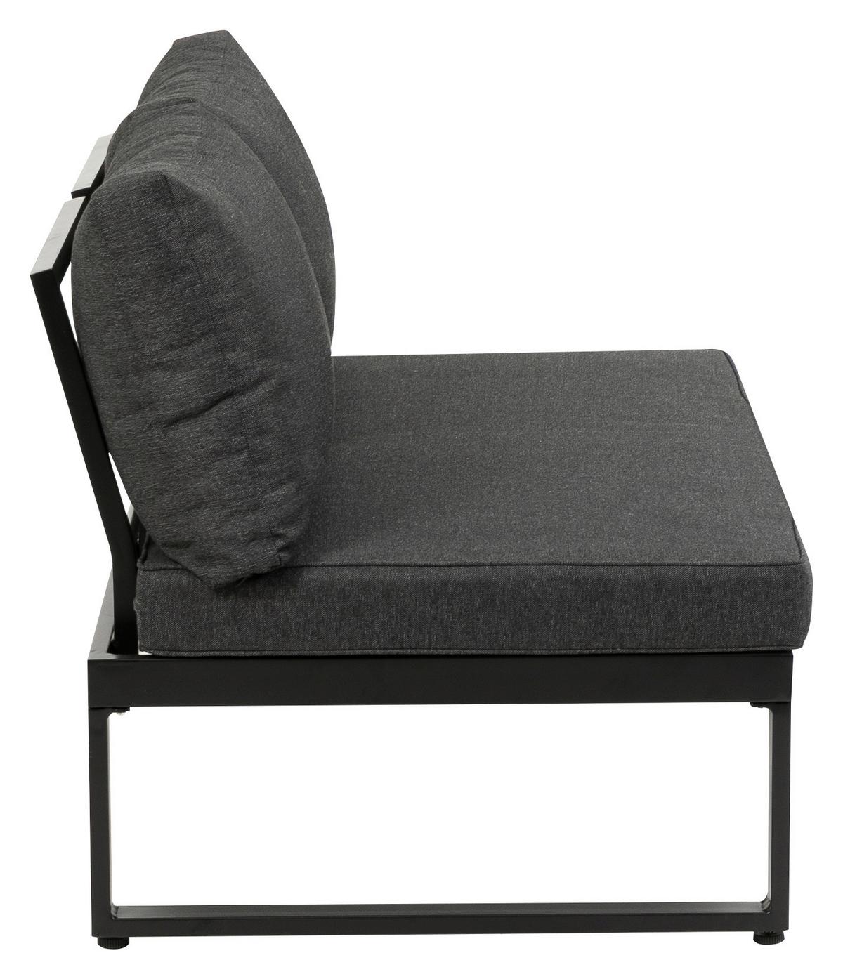 Loungegarnitur 3-tlg Rio Echtholz/Metall mit Kissen - Anthrazit/Braun, MODERN, Holz/Textil (178/68/228,5cm) - Gardenson