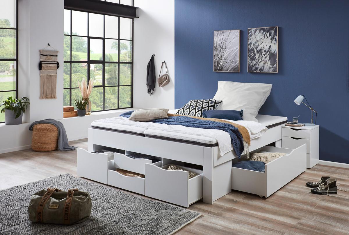 Krevet S Prostor. Za Odlaganje Noah - bijela, Konvencionalno, drvni materijal (180/200cm) - Modern Living