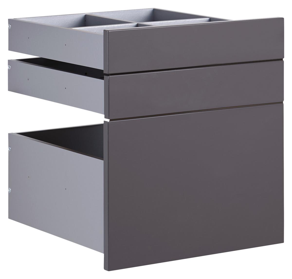 Schubladenset Unit in Anthrazit - Anthrazit Hochglanz, Modern, Holzwerkstoff (45,3/50,3/47cm) - Based