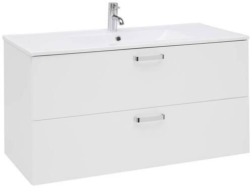 Bază cu lavoar Fresh - alb/alb lucios intens, Konventionell, ceramică/material pe bază de lemn (100/56/46,5cm) - Ondega