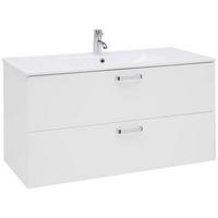 Bază cu lavoar Fresh - alb/alb lucios intens, Konventionell, ceramică/material pe bază de lemn (100/56/46,5cm) - Ondega