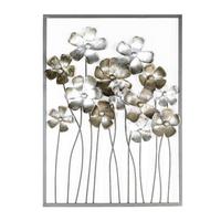 Metallbild Fleurs Braun/Creme ca. 58x80cm - Goldfarben/Creme, MODERN, Metall (58/80cm)