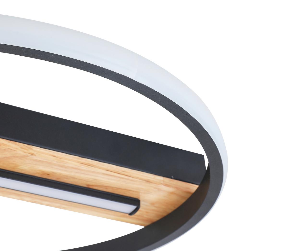 LAMPA SUFITOWA LED MIRJA - kolor dębowy/czarny, Modern, tworzywo sztuczne/metal (40/5,5cm) - Bessagi Home