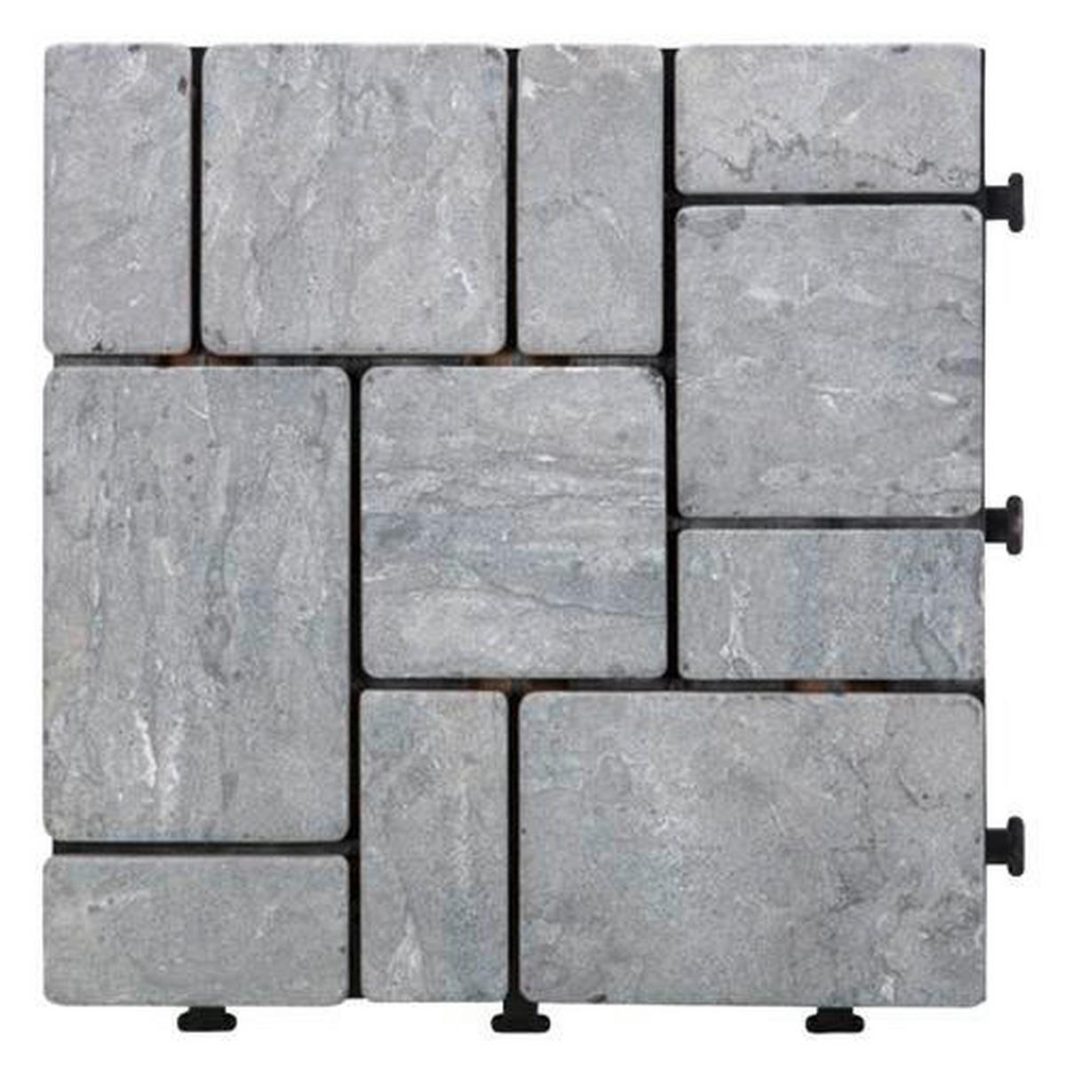 Terrassenfliese Stone in Grau ca. 30x30cm - Grau, Kunststoff/Stein (30/2,8/30cm) - Modern Living