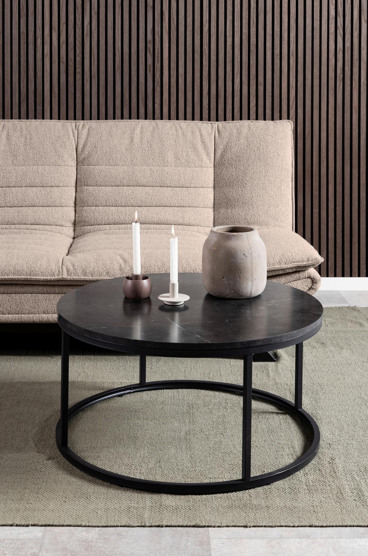 Măsuță de cafea SPIRO - negru, Design, metal/material pe bază de lemn (80/80/40cm) - Modern Living