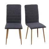 Stuhl in Dunkelgrau 'Cilia' - Dunkelgrau/Eichefarben, MODERN, Textil/Metall (45/91/56,50cm) - Bessagi Home