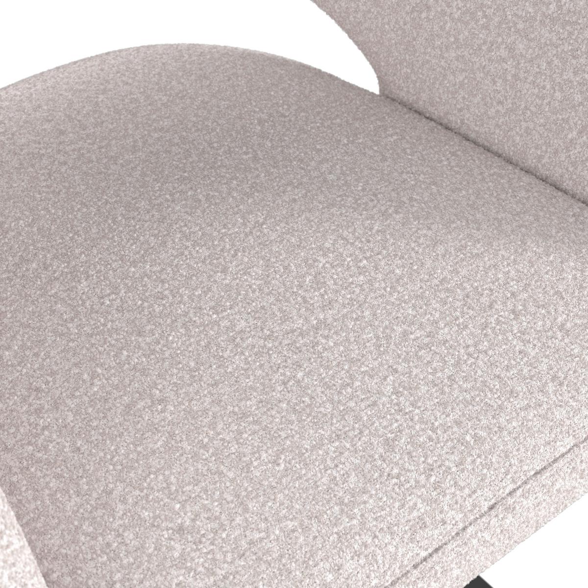 Armlehnstuhl Aria Creme Bouclé Gepolstert - Creme/Schwarz, MODERN, Holz/Textil (54/82/62cm) - Bessagi Home