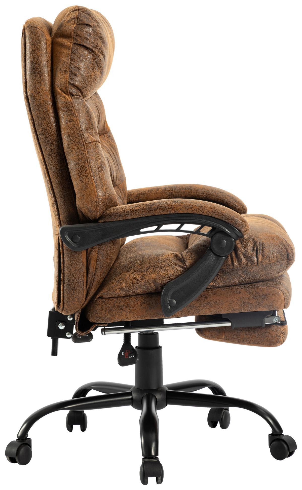 FOTEL SZEFA BIG BOSS - czarny/brązowy, Modern, tworzywo sztuczne/metal (64/114-122/72cm) - MID.YOU