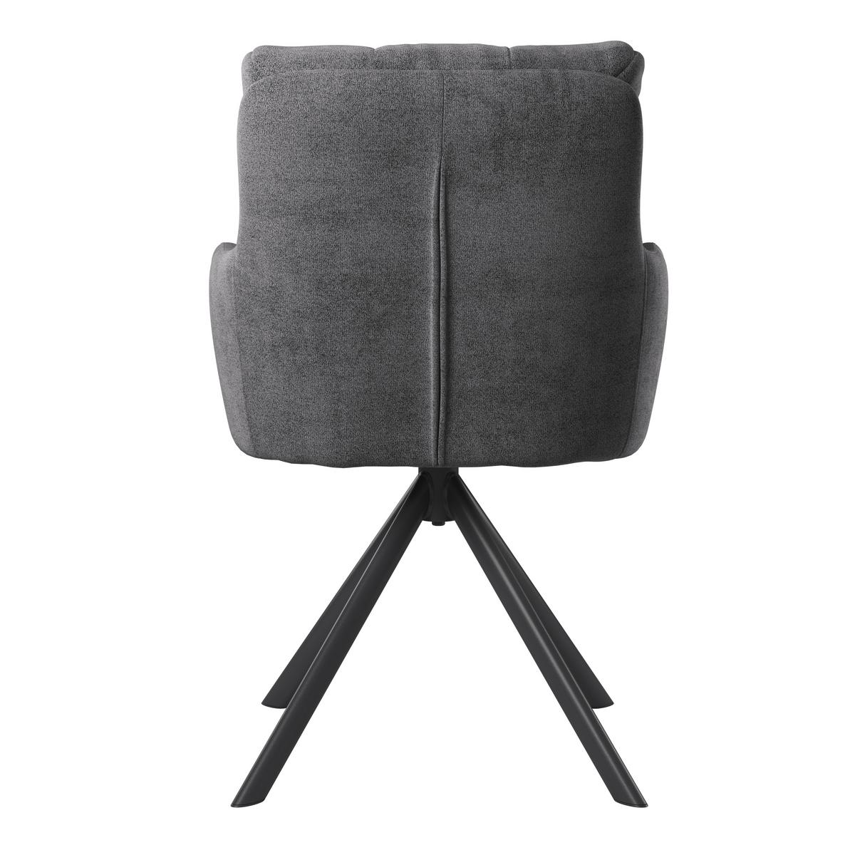 Naslanjač Susan, Črna, Vrtljiv - temno siva/črna, Konvencionalno, kovina/tekstil (59/90/66cm)